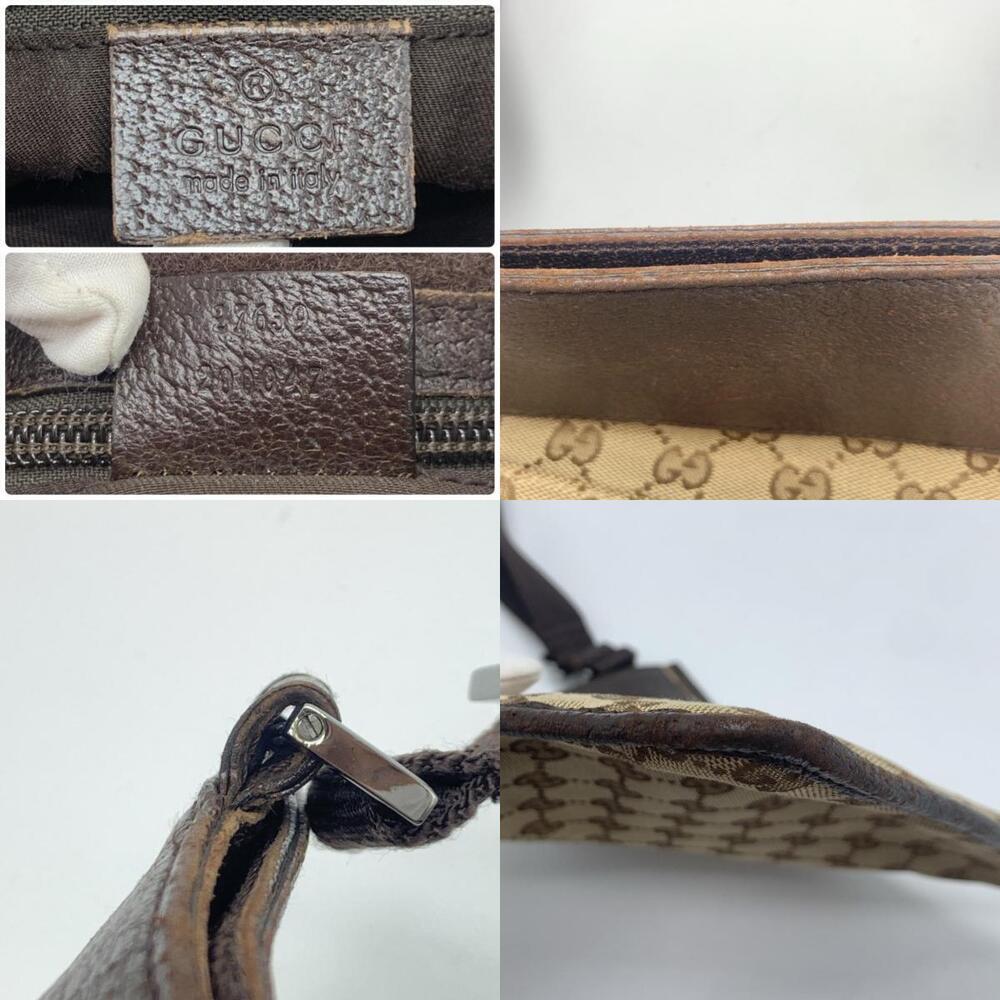 GUCCI GG Canvas Shoulder Bag Crossbody Sacoche Clutch Leather Brown - Picture 10 of 10